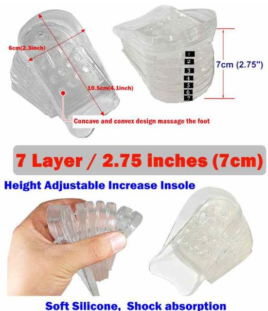 Adjustable Heel Lift Height Increase Silicone Shoe Insole 7 Pads, Why I ...